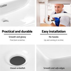 Cefito Bathroom Basin Ceramic Vanity Sink Hand Wash Bowl 60X38Cm – Nice N Cheap Variety Store Cefito Bathroom Basin Ceramic Vanity Sink Hand Wash Bowl 60X38Cm - Image 6