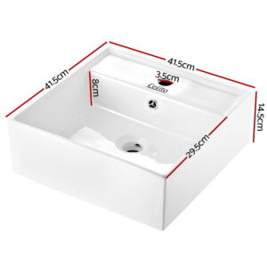 Cefito Bathroom Basin Ceramic Vanity Sink Hand Wash Bowl 41X41Cm – Nice N Cheap Variety Store Cefito Bathroom Basin Ceramic Vanity Sink Hand Wash Bowl 41X41Cm - Image 2