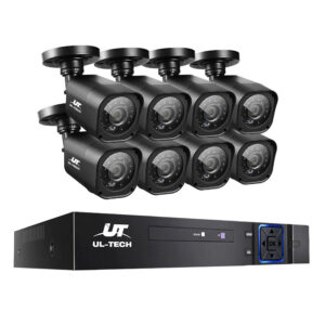 UL-Tech 1080p security camera system with 8-channel DVR and 8 square cameras