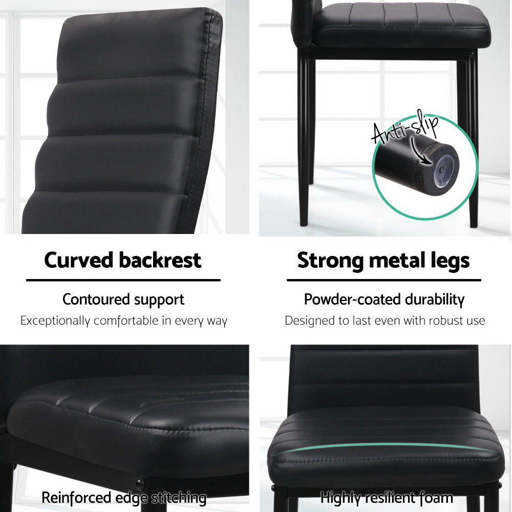 Artiss Dining Chairs Set Of 4 | Black Leatherette – Nice N Cheap Variety Store Dining Chairs Set