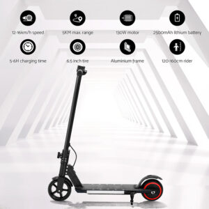 Electric Scooter 130W 16Km/H Led Light Folding Portable Riding Commuter Black - Image 5