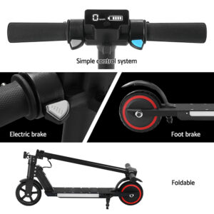 Electric Scooter 130W 16Km/H Led Light Folding Portable Riding Commuter Black - Image 7