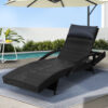 Gardeon Sun Lounge Wicker Lounger Adjustable Black – Nice N Cheap Variety Store Sun Lounge Wicker
