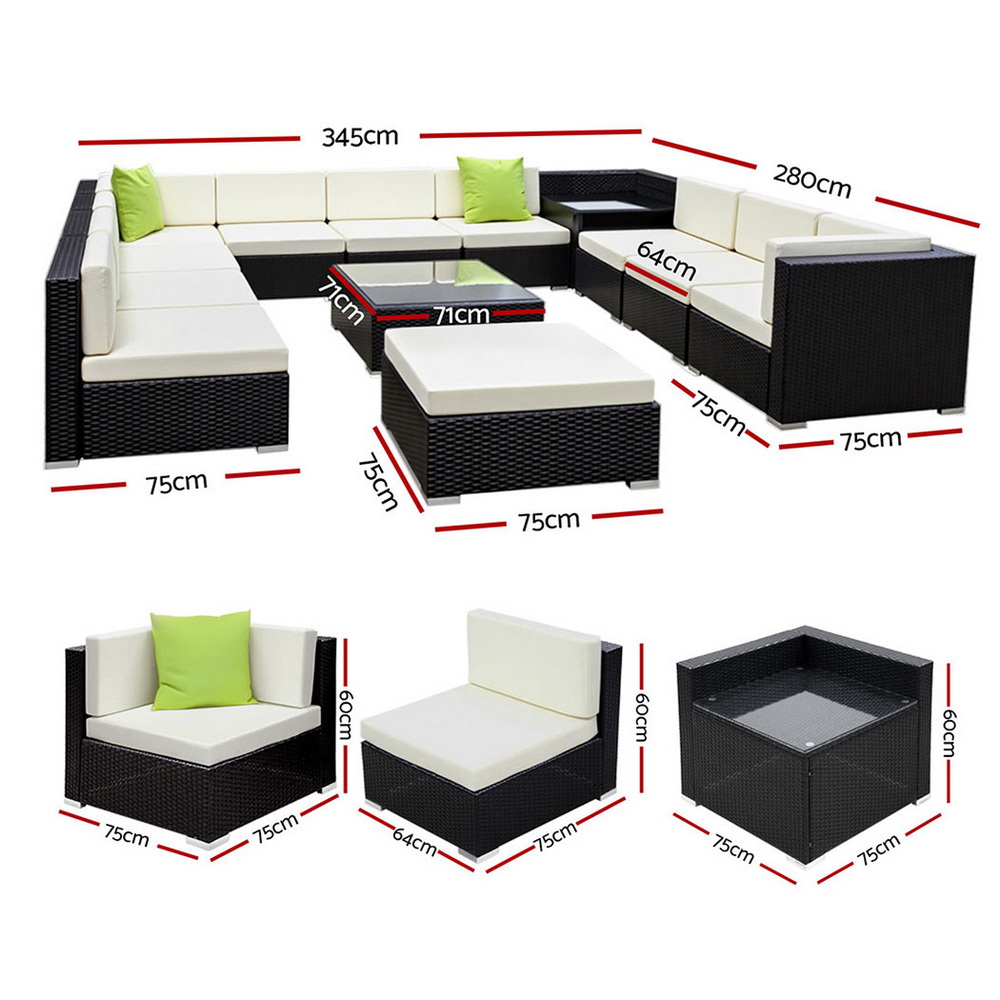 Gardeon 13-Piece Outdoor Wicker Sofa Set – Nice N Cheap Variety Store Outdoor Wicker Sofa Set