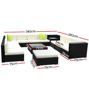 Gardeon 13-Piece Outdoor Wicker Sofa Set – Nice N Cheap Variety Store Outdoor Wicker Sofa Set