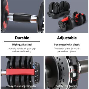 Everfit 24Kg Dumbbells Adjustable Dumbbell Weight Plates Home Gym – Nice N Cheap Variety Store Everfit 24Kg Dumbbells Adjustable Dumbbell Weight Plates Home Gym - Image 5
