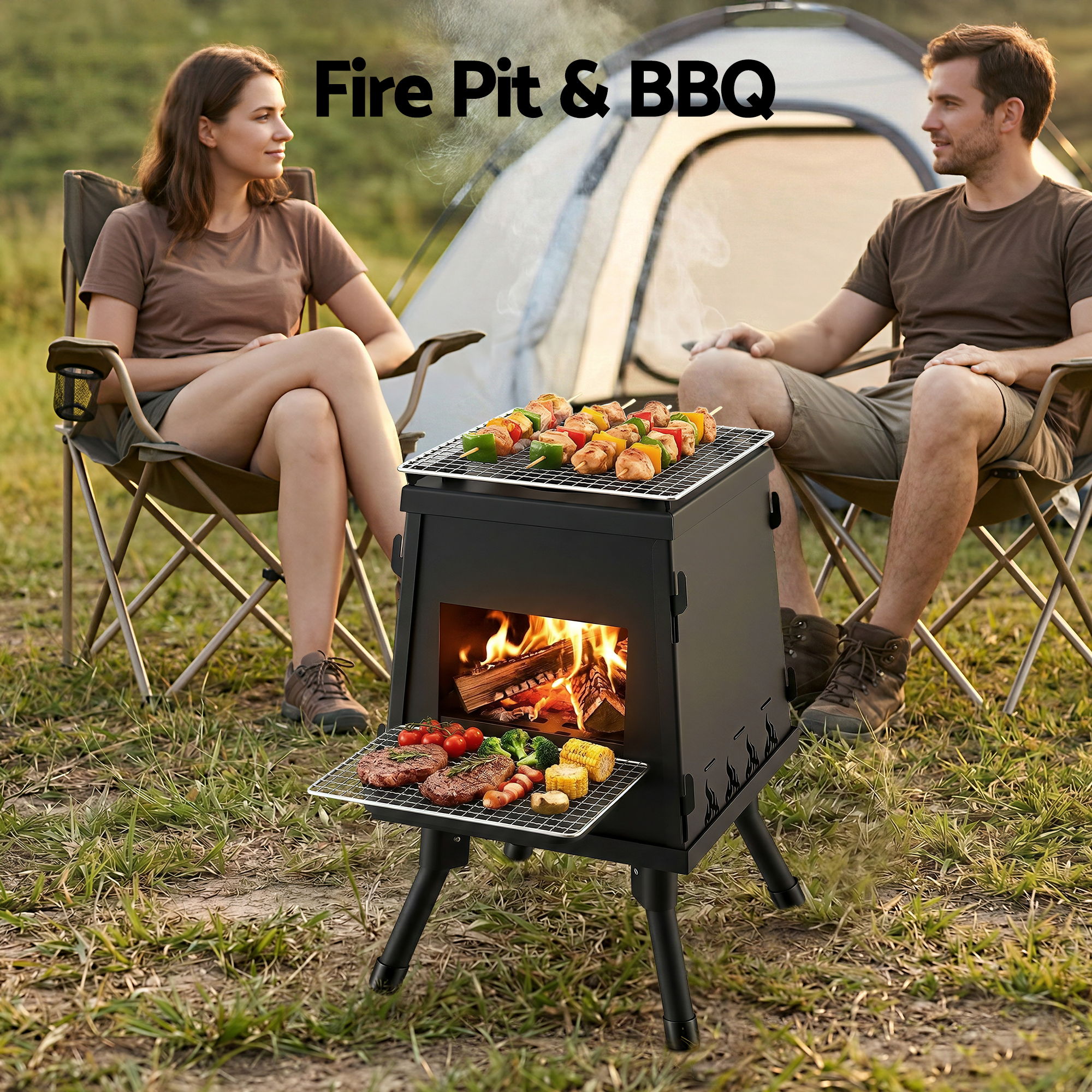 Grillz Portable Fire Pit Bbq | Outdoor Camping Stove – Nice N Cheap Variety Store Portable Fire Pit Bbq