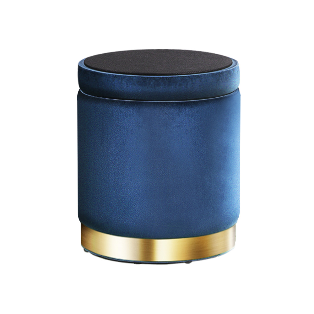 Artiss Round Velvet Ottoman Storage Stool - Navy – Nice N Cheap Variety Store Velvet Ottoman Storage