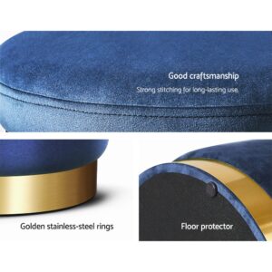 Artiss Round Velvet Ottoman Storage Stool - Navy – Nice N Cheap Variety Store Velvet Ottoman Storage