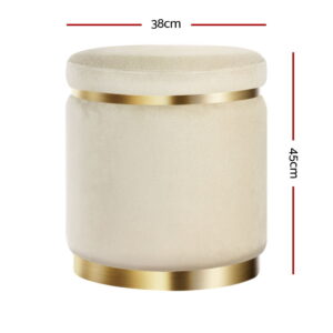 Artiss Round Velvet Ottoman Foot Stool - Cream – Nice N Cheap Variety Store Round Velvet Ottoman
