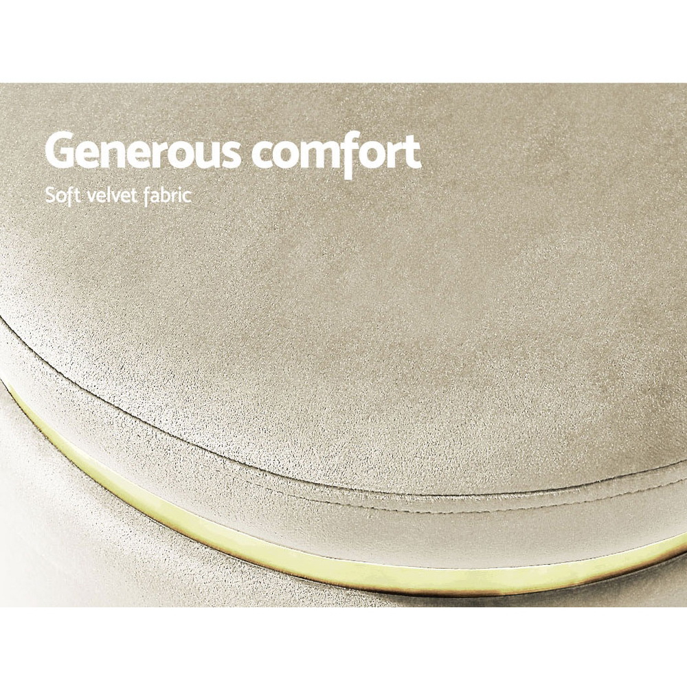 Artiss Round Velvet Ottoman Foot Stool - Cream – Nice N Cheap Variety Store Round Velvet Ottoman