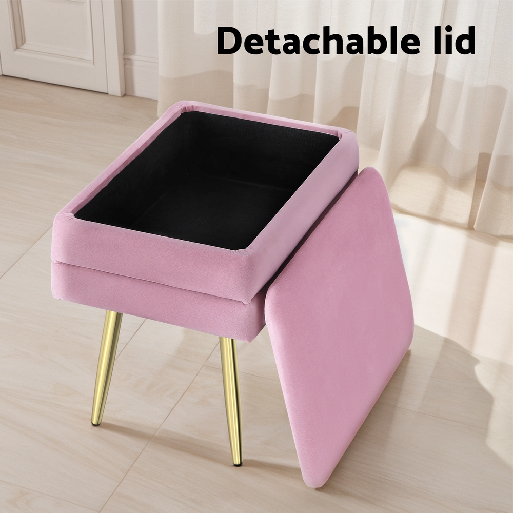 Artiss Velvet Pink Ottoman Storage Foot Stool – Nice N Cheap Variety Store Velvet Pink Ottoman