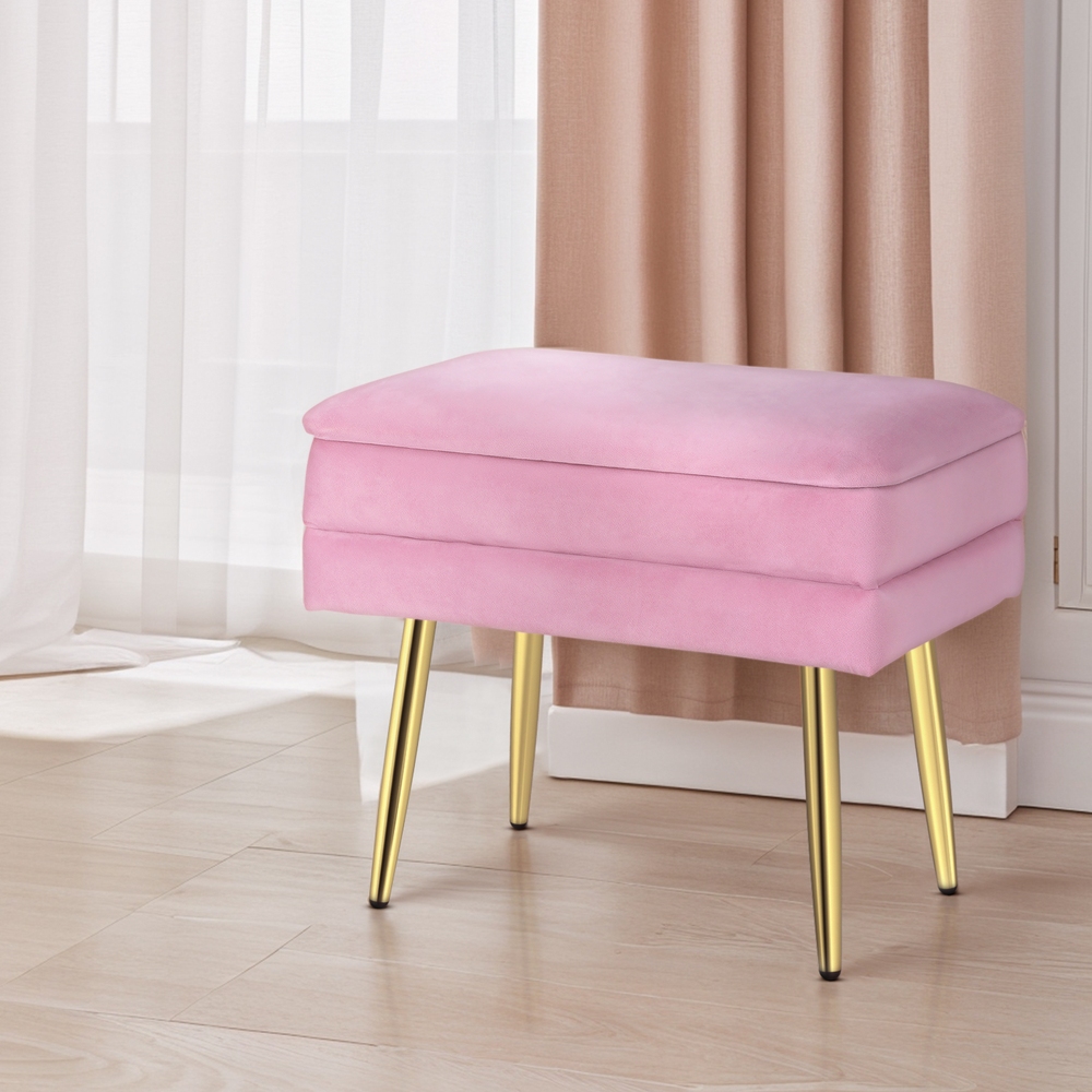 Artiss Velvet Pink Ottoman Storage Foot Stool – Nice N Cheap Variety Store Velvet Pink Ottoman