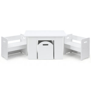 Keezi 3PCS Kids Table and Chairs Set Storage Toys Play Activity Desk
