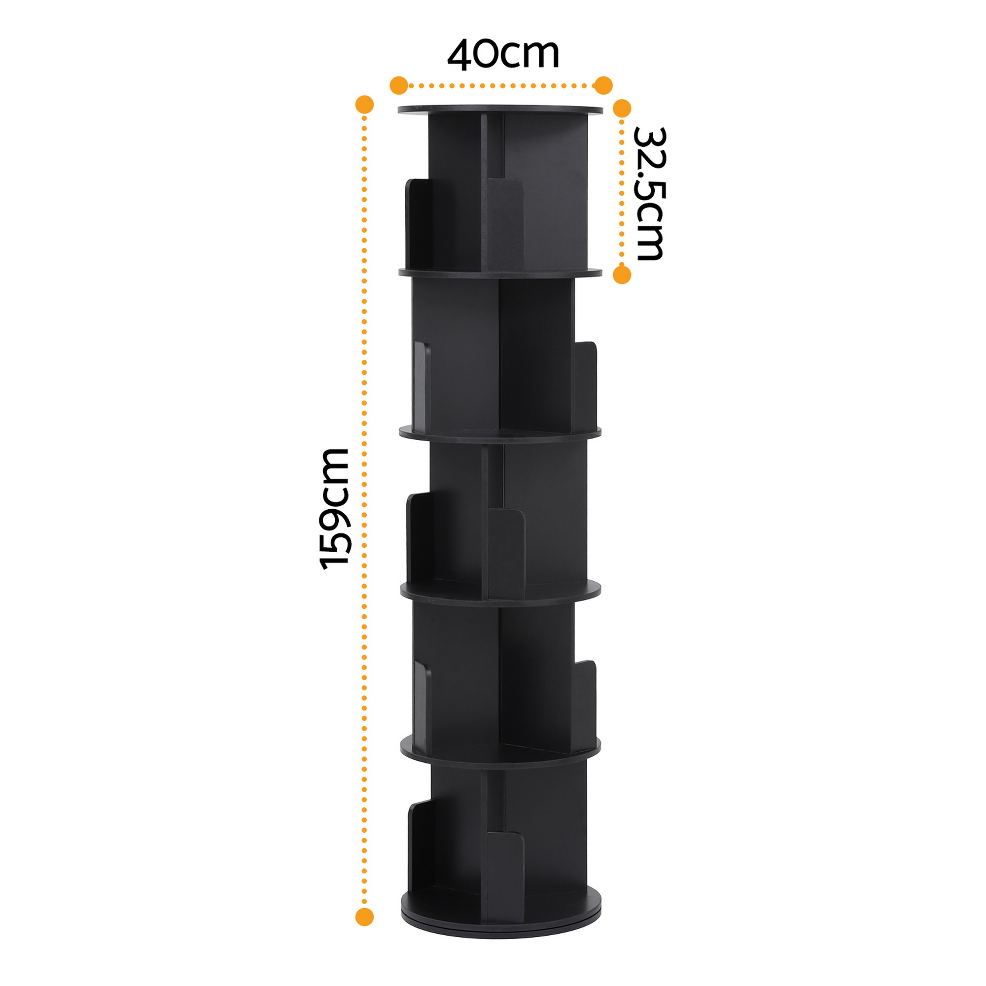 Artiss 5-Tier Swivel Bookshelf | Round Black Display – Nice N Cheap Variety Store Swivel Bookshelf
