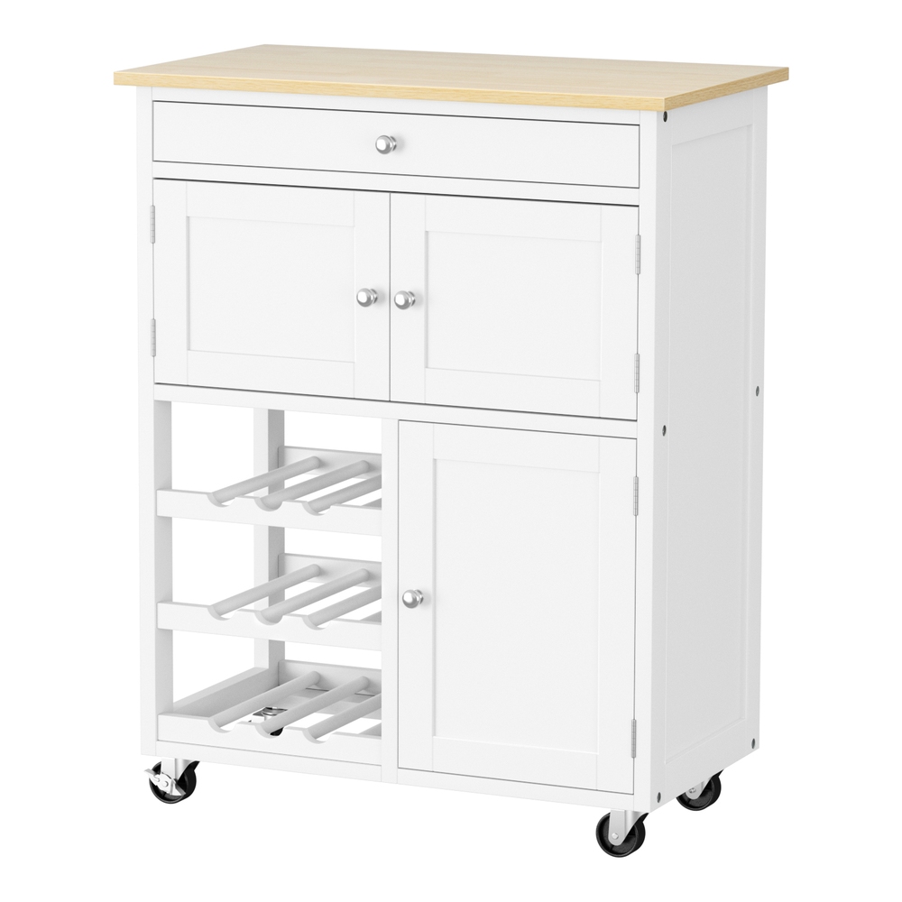 Artiss Kitchen Island Trolley | White &Amp; Oak Storage Cart – Nice N Cheap Variety Store Kitchen Island Trolley