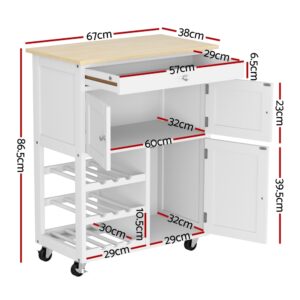 Artiss Kitchen Island Trolley | White &Amp; Oak Storage Cart – Nice N Cheap Variety Store Kitchen Island Trolley