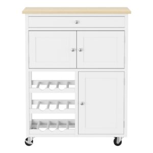 Artiss Kitchen Island Trolley | White &Amp; Oak Storage Cart – Nice N Cheap Variety Store Kitchen Island Trolley