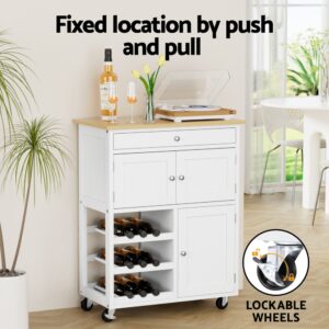 Artiss Kitchen Island Trolley | White &Amp; Oak Storage Cart – Nice N Cheap Variety Store Kitchen Island Trolley