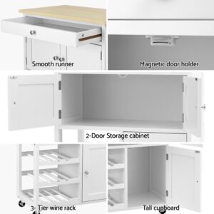 Artiss Kitchen Island Trolley | White &Amp; Oak Storage Cart – Nice N Cheap Variety Store Kitchen Island Trolley