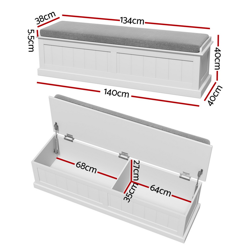 Artiss Storage Ottoman 140Cm Fluted Grey – Nice N Cheap Variety Store Storage Ottoman