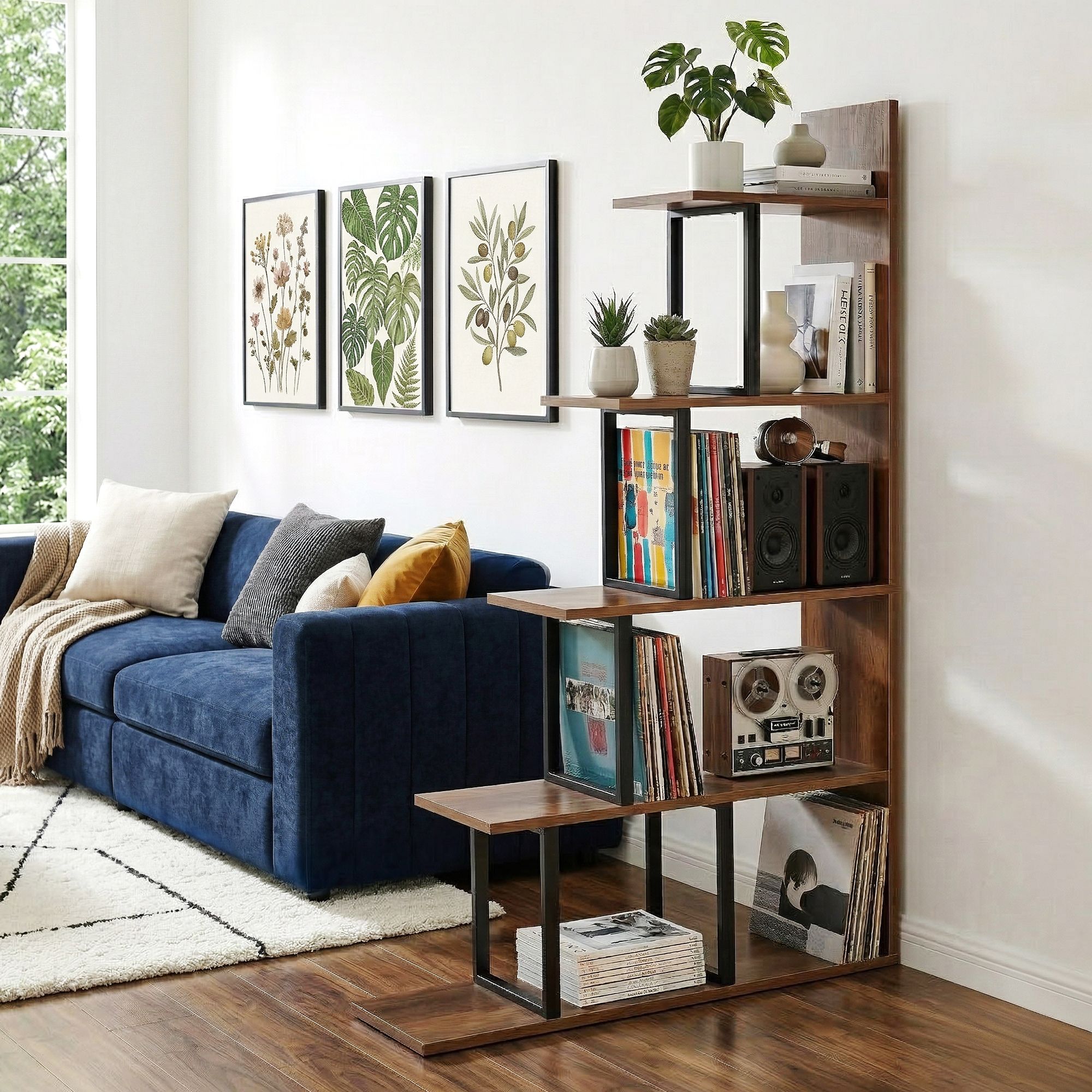 Artiss 5 Tiers Bookshelf Ladder Corner Shelf Bookcase Walnut – Nice N Cheap Variety Store Artiss 5 Tiers Bookshelf Ladder Corner Shelf Bookcase Walnut