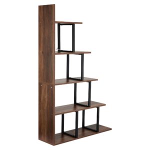 Artiss 5 Tiers Bookshelf Ladder Corner Shelf Bookcase Walnut – Nice N Cheap Variety Store Artiss 5 Tiers Bookshelf Ladder Corner Shelf Bookcase Walnut - Image 4