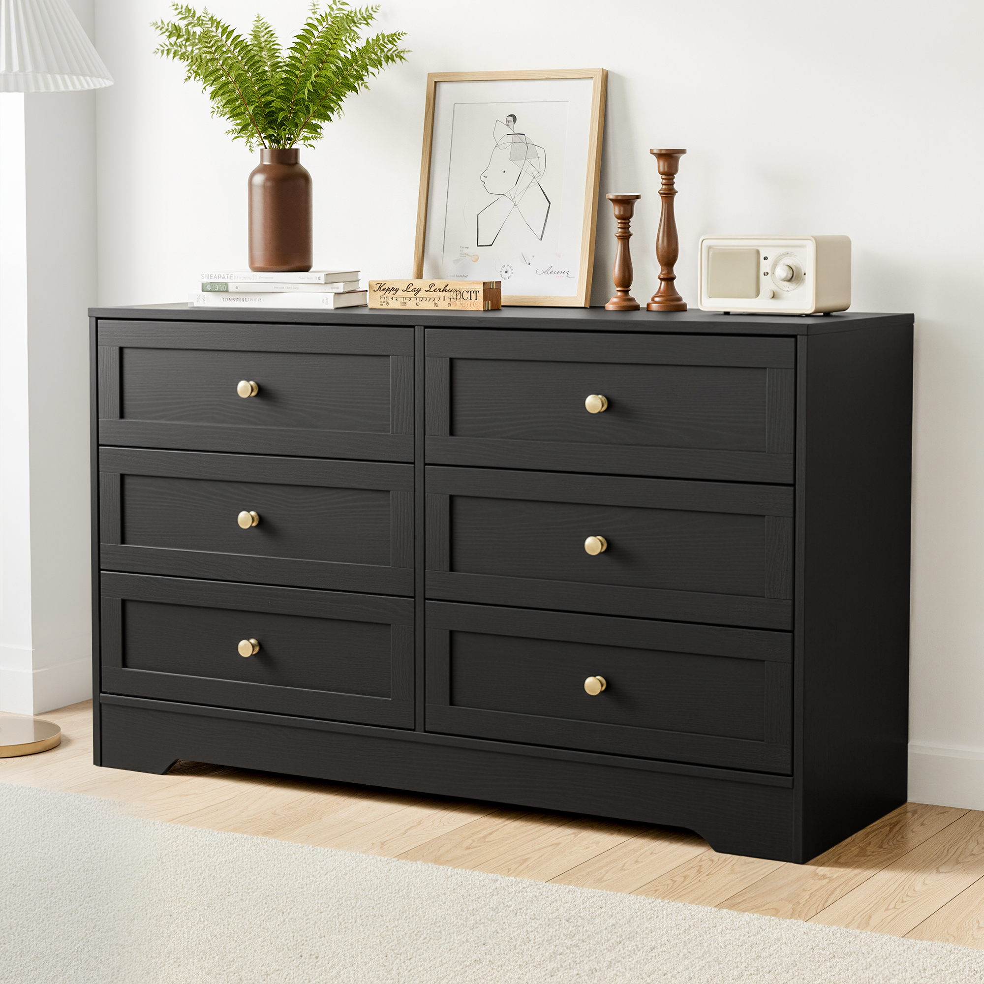 Artiss Leif Black 6-Drawer Tallboy Cabinet – Nice N Cheap Variety Store Artiss Black Tallboy