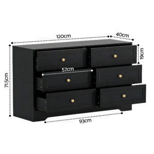 Artiss Leif Black 6-Drawer Tallboy Cabinet – Nice N Cheap Variety Store Artiss Black Tallboy