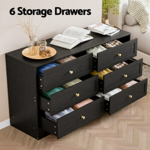 Artiss Leif Black 6-Drawer Tallboy Cabinet – Nice N Cheap Variety Store Artiss Black Tallboy