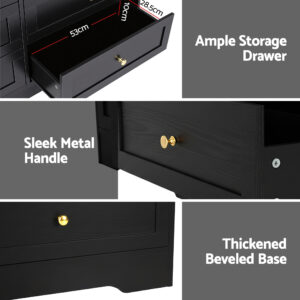 Artiss Leif Black 6-Drawer Tallboy Cabinet – Nice N Cheap Variety Store Artiss Black Tallboy