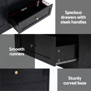 Artiss Leif Black 6-Drawer Tallboy Cabinet – Nice N Cheap Variety Store Artiss Black Tallboy