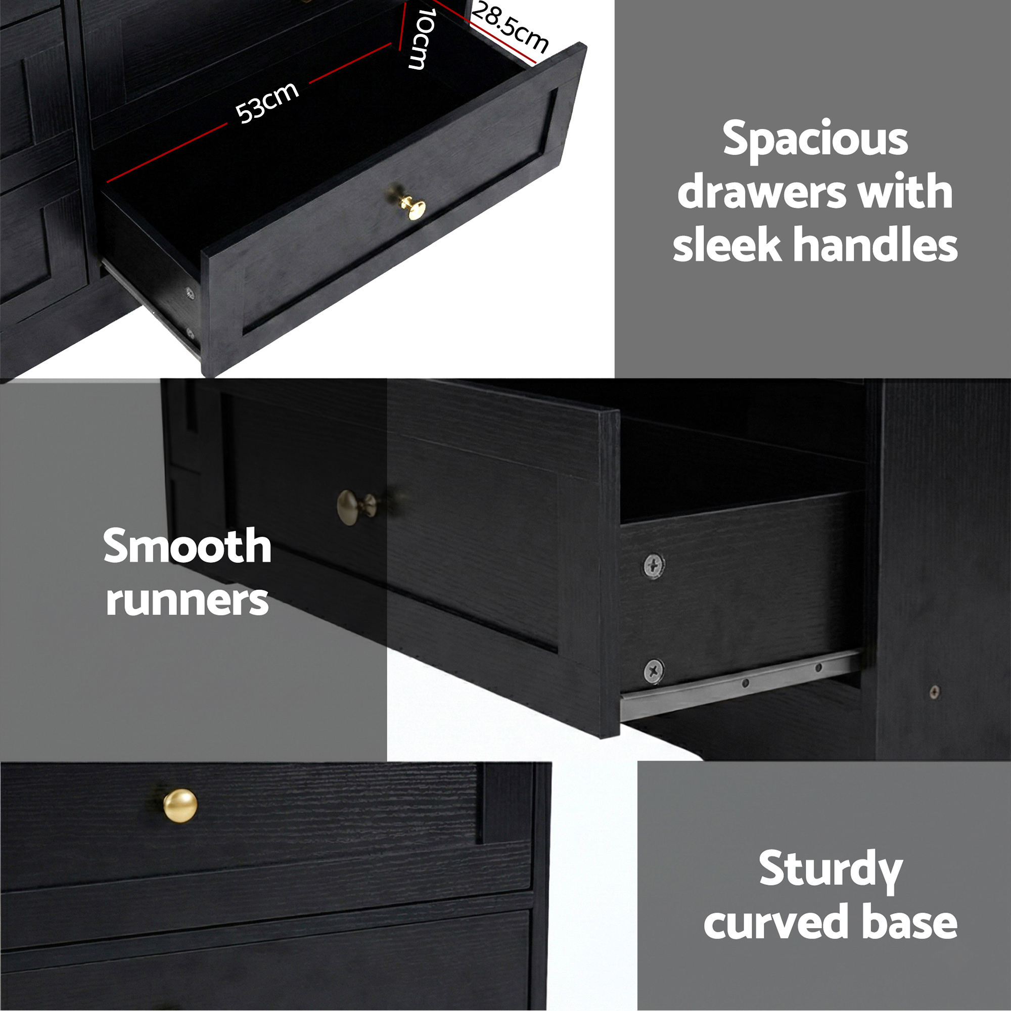 Artiss Leif Black 6-Drawer Tallboy Cabinet – Nice N Cheap Variety Store Artiss Black Tallboy
