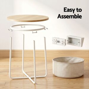 Artiss Round Coffee Table Side End Table Charging Station Storage Basket – Nice N Cheap Variety Store Artiss Round Coffee Table Side End Table Charging Station Storage Basket - Image 8