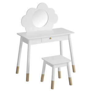 Keezi Kids Dressing Table Chair Set Vanity Makeup Wooden Leg Mirror Drawer - Image 3