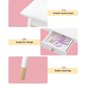 Keezi Kids Dressing Table Chair Set Vanity Makeup Wooden Leg Mirror Drawer - Image 8