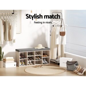 Artiss Shoe Rack Bench | Fabric Seat &Amp; Pine Finish – Nice N Cheap Variety Store Shoe Rack Bench