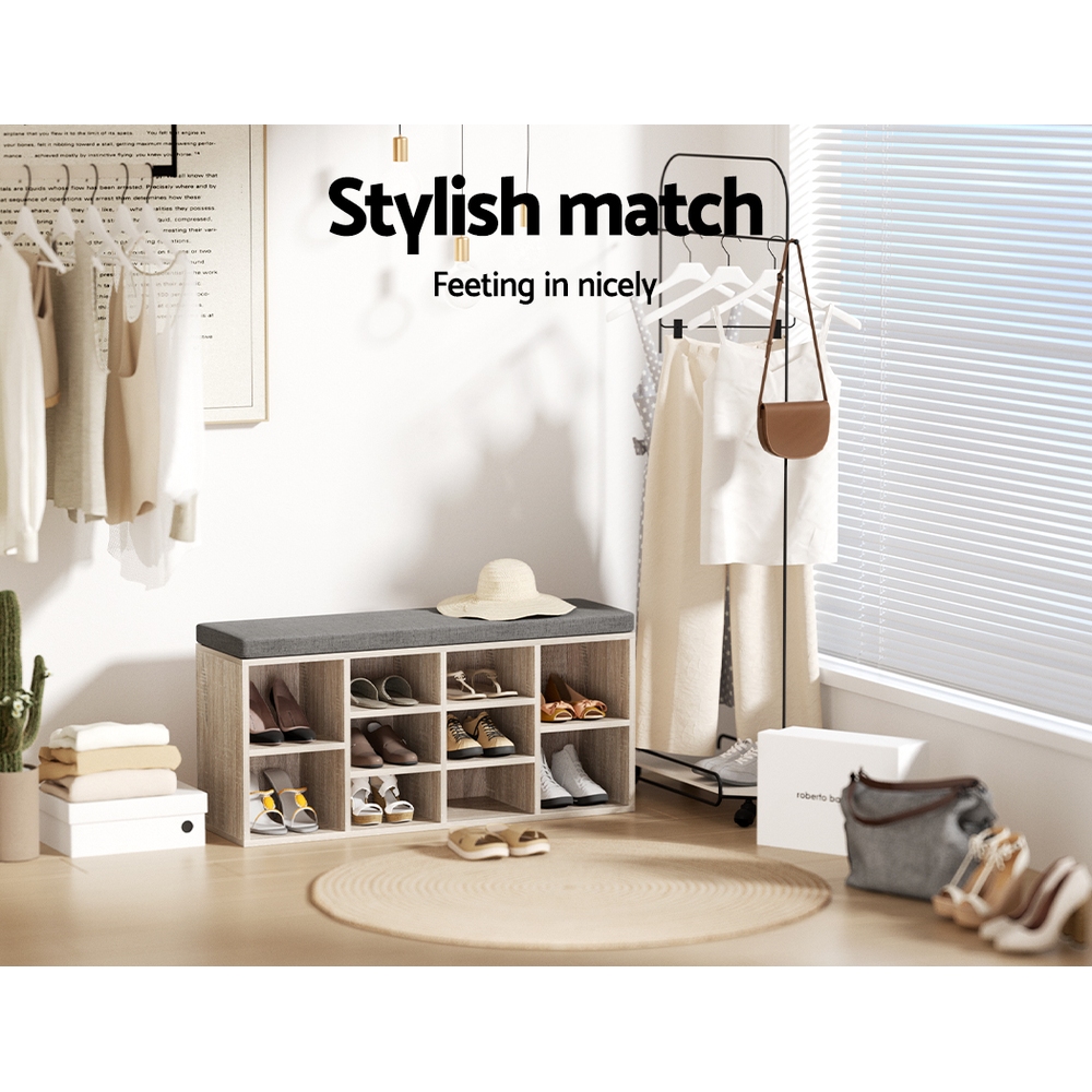 Artiss Shoe Rack Bench | Fabric Seat &Amp; Pine Finish – Nice N Cheap Variety Store Shoe Rack Bench