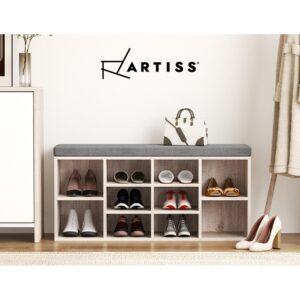 Artiss Shoe Rack Bench | Fabric Seat &Amp; Pine Finish – Nice N Cheap Variety Store Shoe Rack Bench