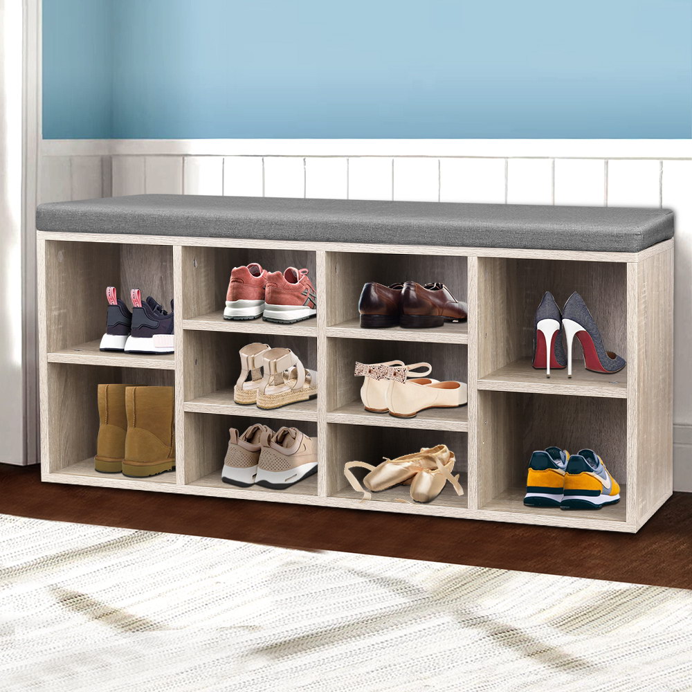 Artiss Shoe Rack Bench | Fabric Seat &Amp; Pine Finish – Nice N Cheap Variety Store Shoe Rack Bench