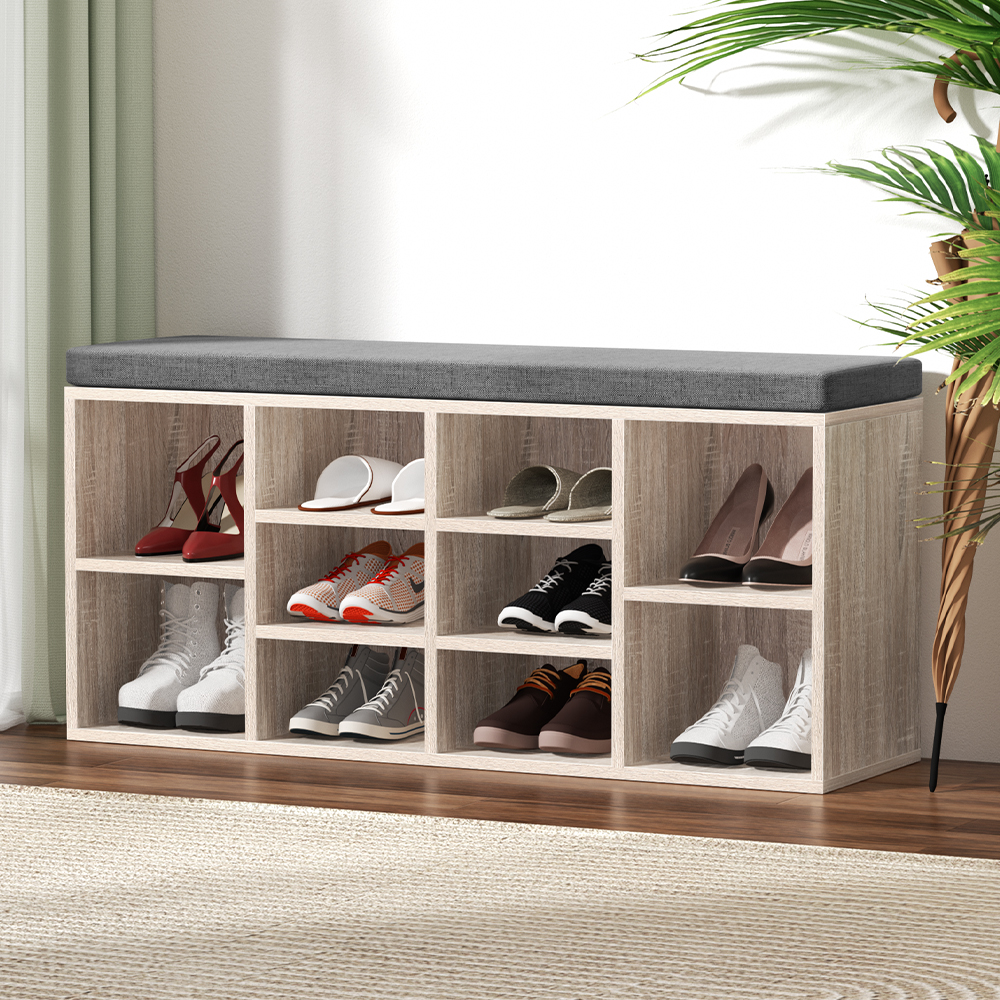 Artiss Shoe Rack Bench | Fabric Seat &Amp; Pine Finish – Nice N Cheap Variety Store Shoe Rack Bench