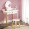 Keezi Kids Dressing Table Chair Set Wooden Leg Vanity Makeup Drawer Mirror Product Image Nice N Cheap Variety Store
