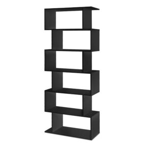Artiss Riva 6-Tier Bookshelf - Black S-Shape – Nice N Cheap Variety Store 6-Tier Bookshelf