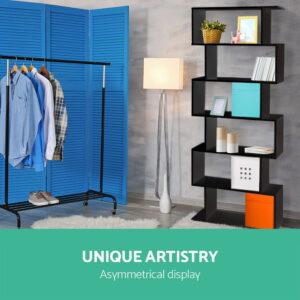 Artiss Riva 6-Tier Bookshelf - Black S-Shape – Nice N Cheap Variety Store 6-Tier Bookshelf