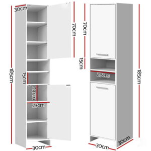 Bathroom Storage Cabinet 185Cm White By Artiss – Nice N Cheap Variety Store Bathroom Storage Cabinet