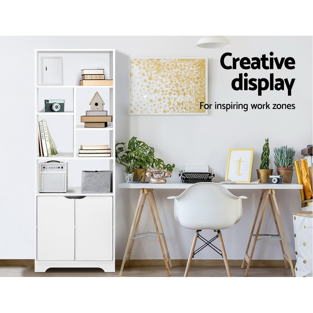 Artiss Gina White Bookshelf With Cabinet – Nice N Cheap Variety Store White Bookshelf With Cabinet