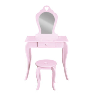 Keezi Kids Dressing Table Stool Set Vanity Mirror Princess Children Makeup Pink - Image 5