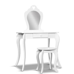 Keezi Kids Dressing Table Stool Set Vanity Mirror Princess Children Makeup White – Nice N Cheap Variety Store Keezi Kids Dressing Table Stool Set Vanity Mirror Princess Children Makeup White - Image 3