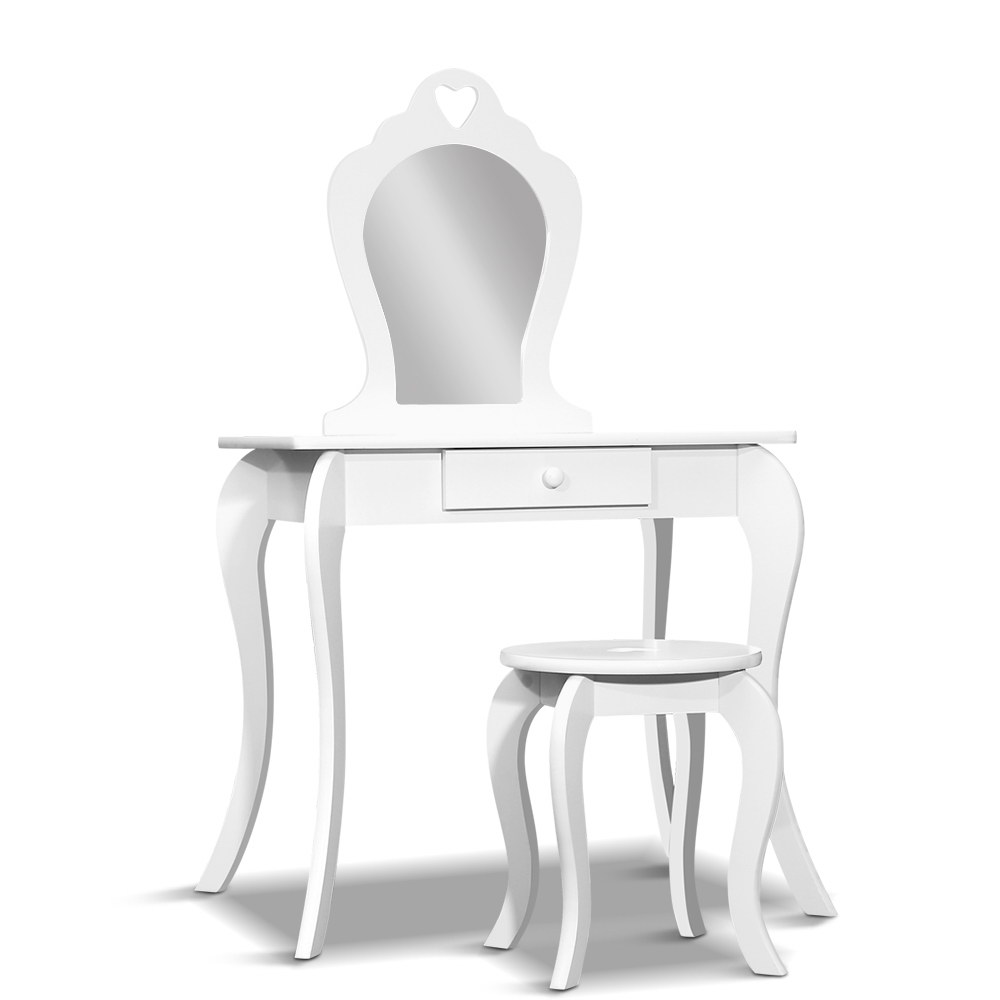 Keezi Kids Dressing Table Stool Set Vanity Mirror Princess Children Makeup White – Nice N Cheap Variety Store Keezi Kids Dressing Table Stool Set Vanity Mirror Princess Children Makeup White - Image 3