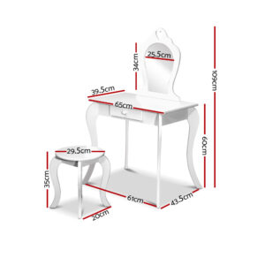 Keezi Kids Dressing Table Stool Set Vanity Mirror Princess Children Makeup White – Nice N Cheap Variety Store Keezi Kids Dressing Table Stool Set Vanity Mirror Princess Children Makeup White - Image 4